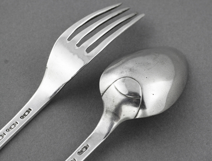 Colonial Silver Spoon and Fork (Christening set) - Madagascar